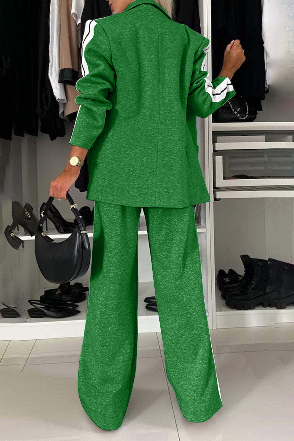 Loretta Lapel Collar Top and Pants Set