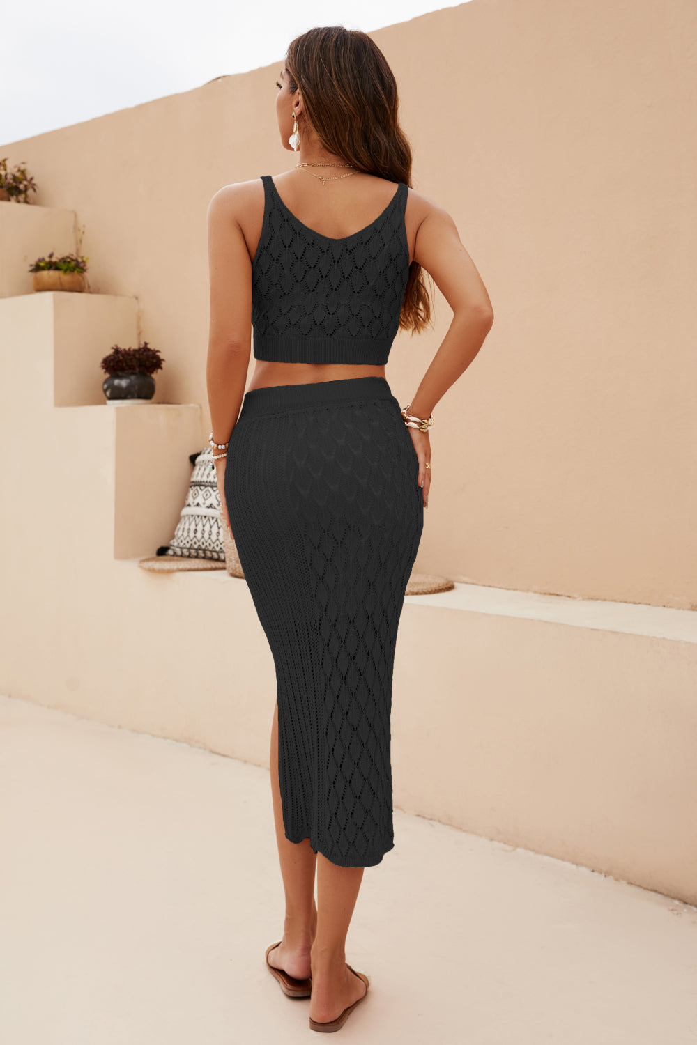 La Quinta Cropped Tank and Split Skirt Set