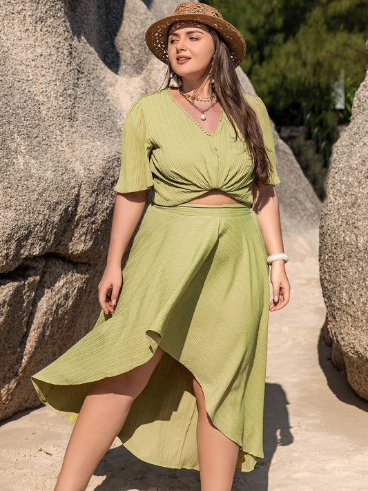Myrna Half Sleeve High-Low Skirt Set