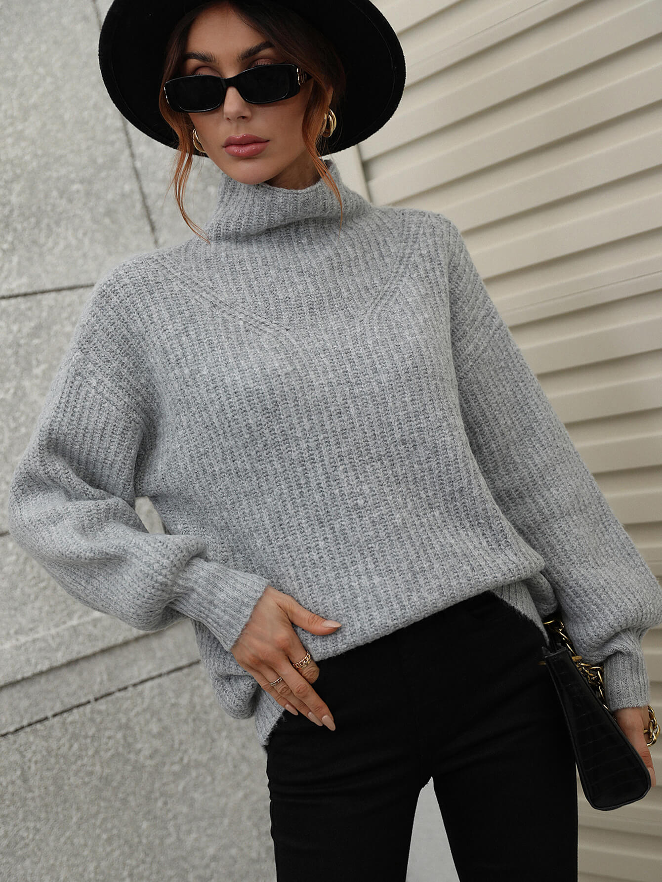 Shannon High Neck Balloon Sleeve Sweater