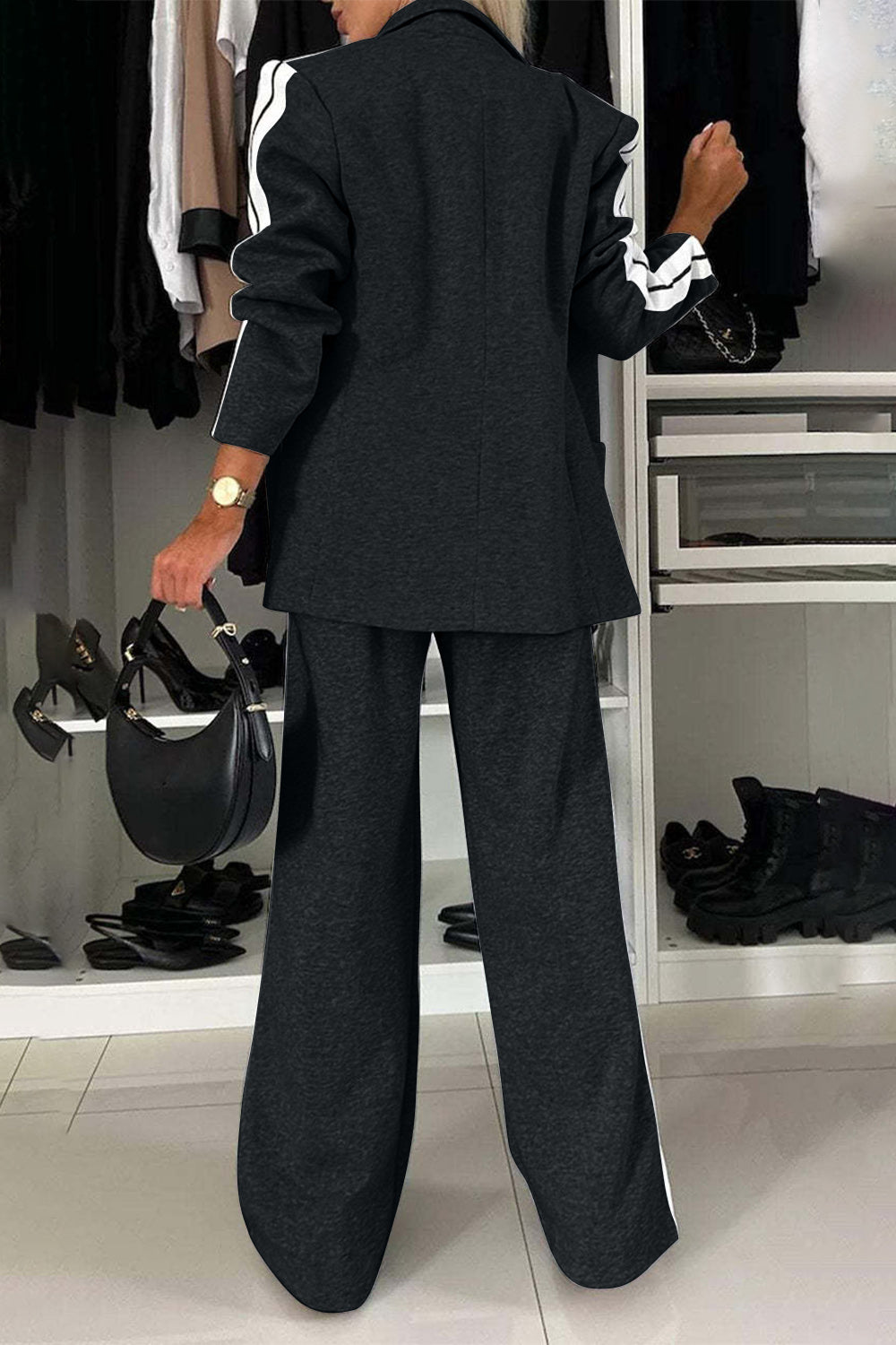 Loretta Lapel Collar Top and Pants Set