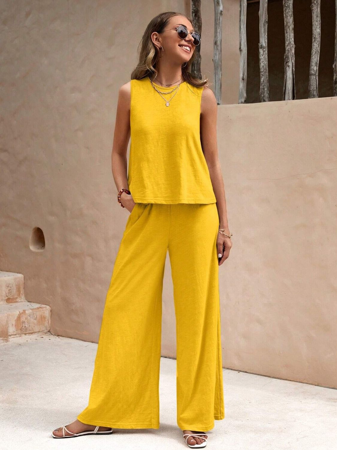 Delphina Top and Wide Leg Pants Set