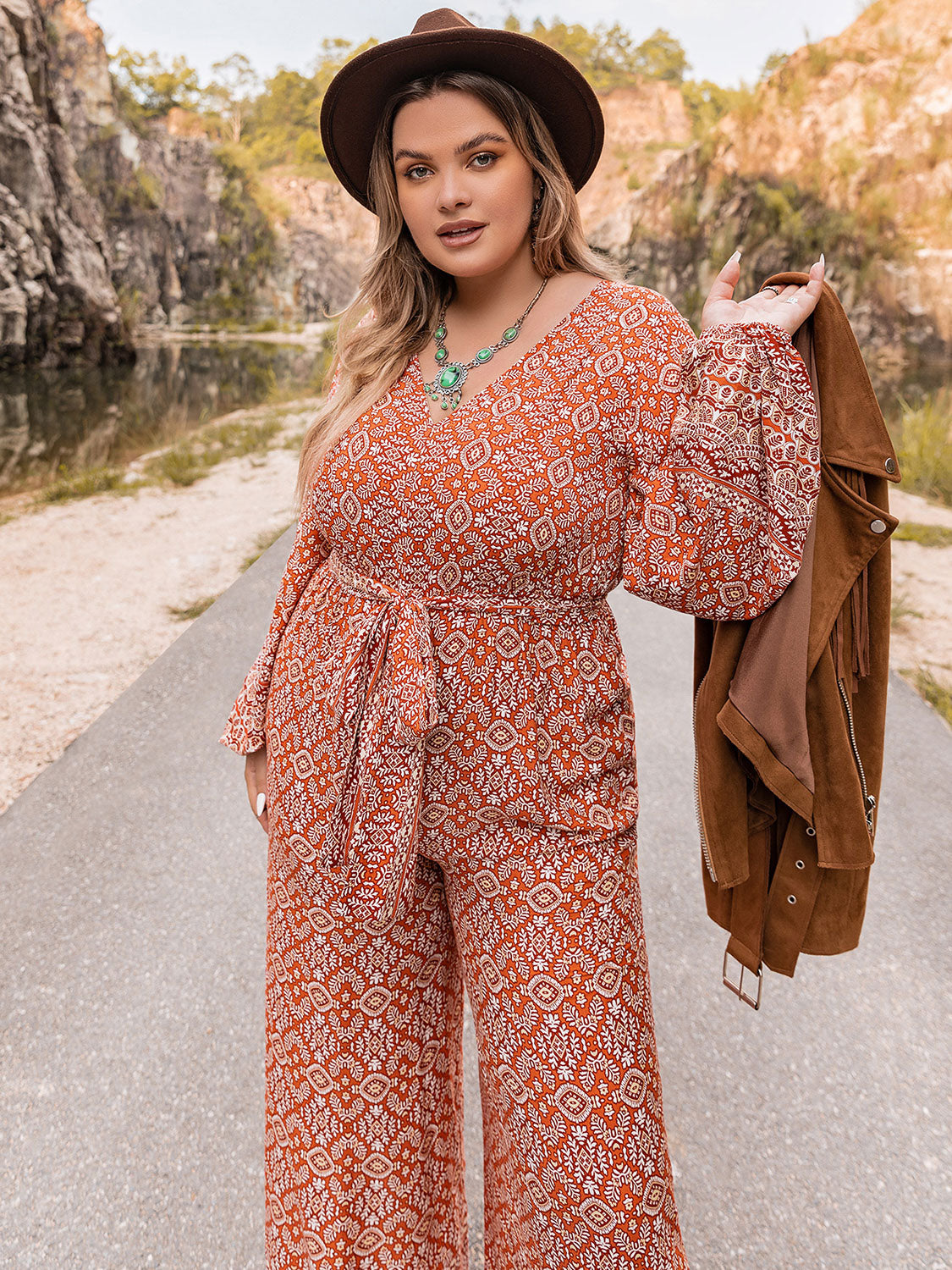 Jewels V-Neck Balloon Sleeve Jumpsuit