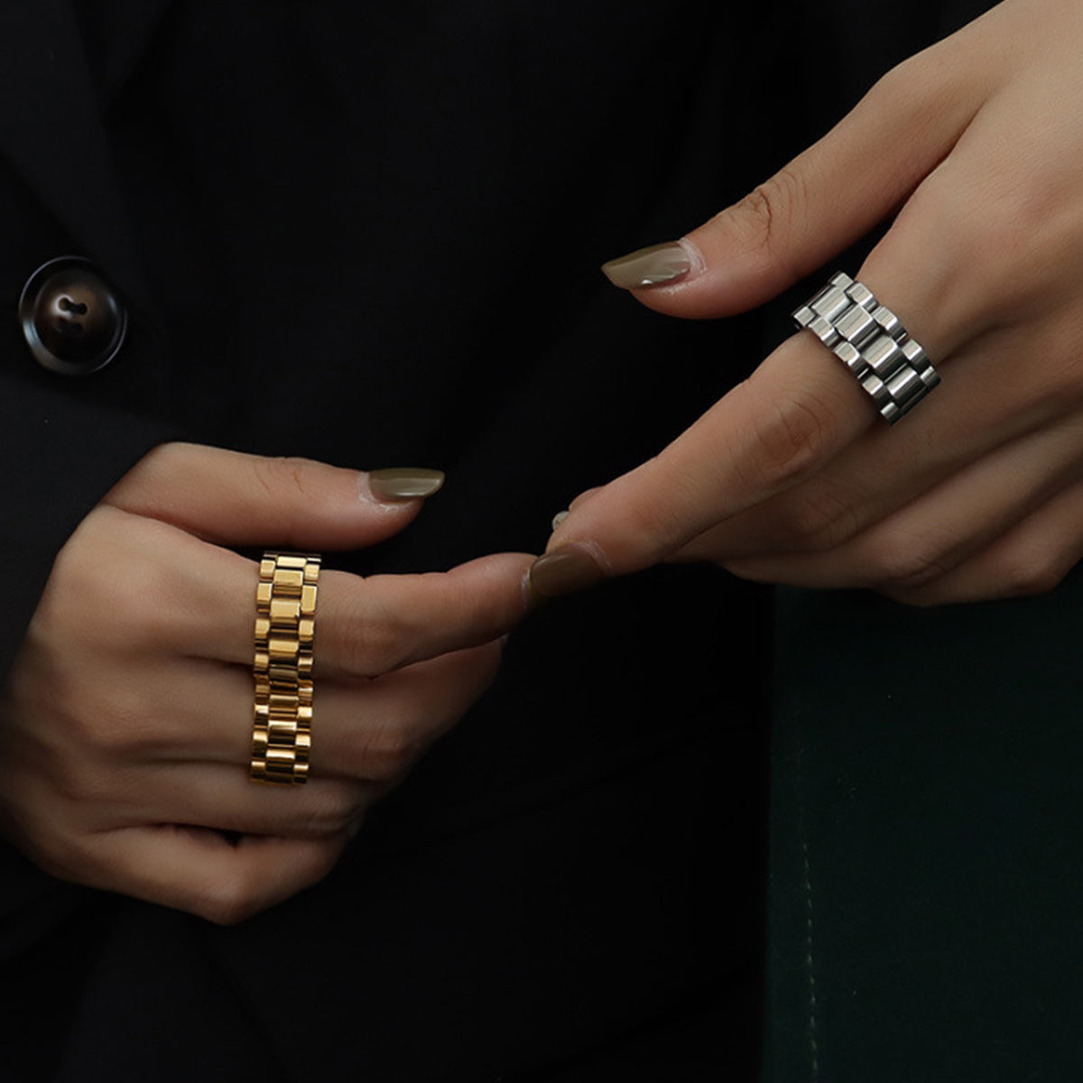 Isla Link Plated Titanium Steel Ring