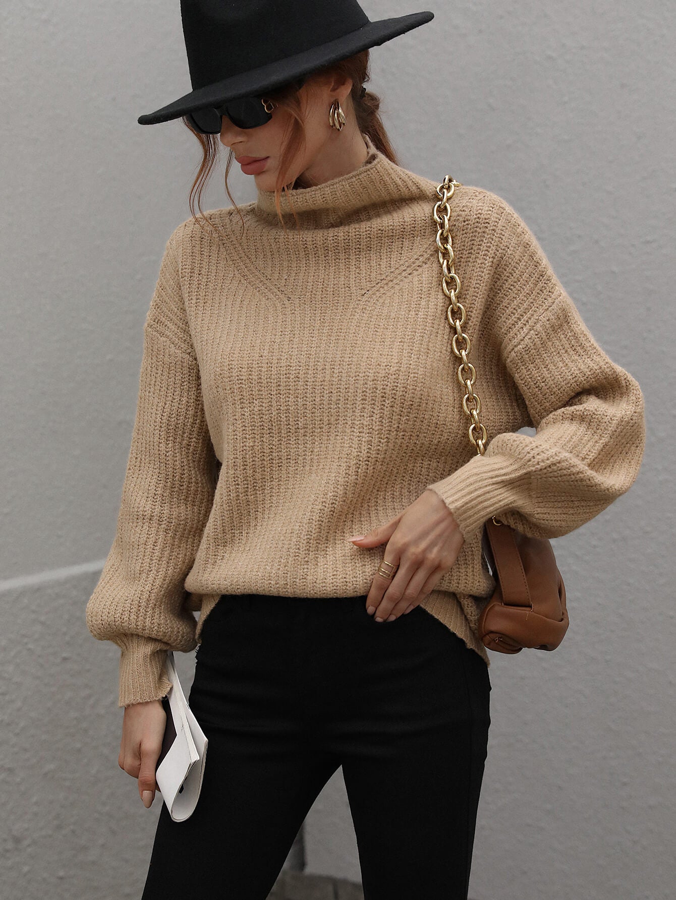 Shannon High Neck Balloon Sleeve Sweater