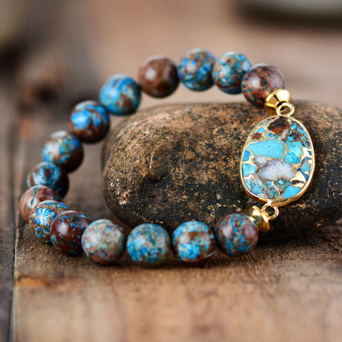 Santorini Natural Stone Beaded Bracelet