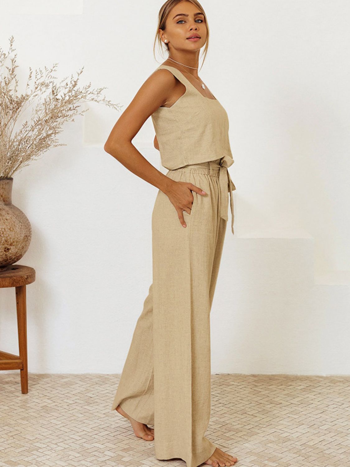 Aubree Two-Piece Tie Waste Pants Set