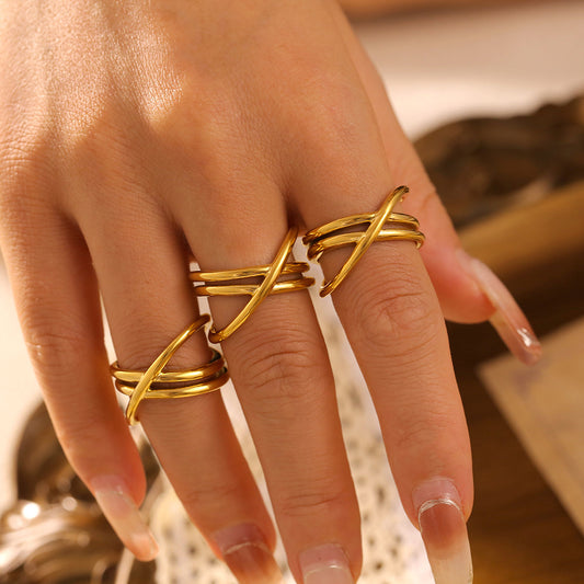 Cristina Gold-Plated Crisscross Ring