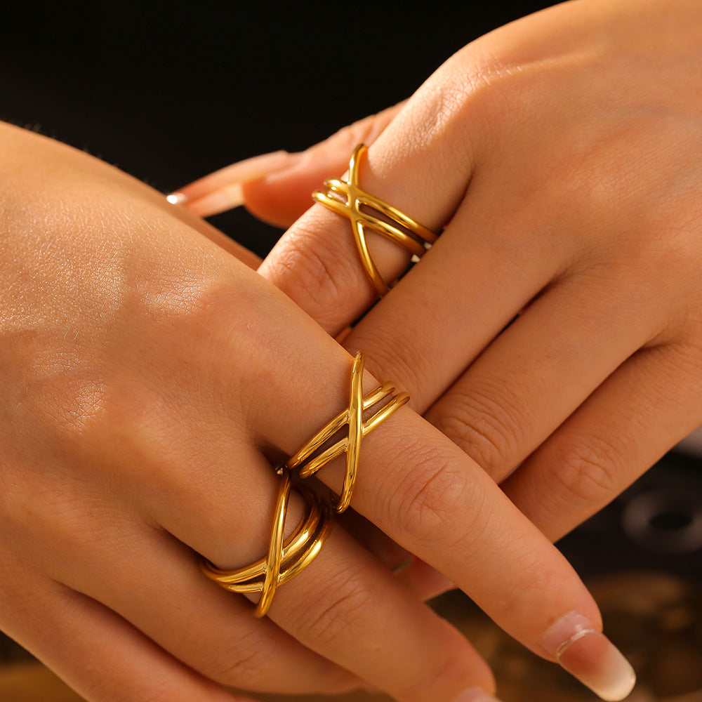 Cristina Gold-Plated Crisscross Ring