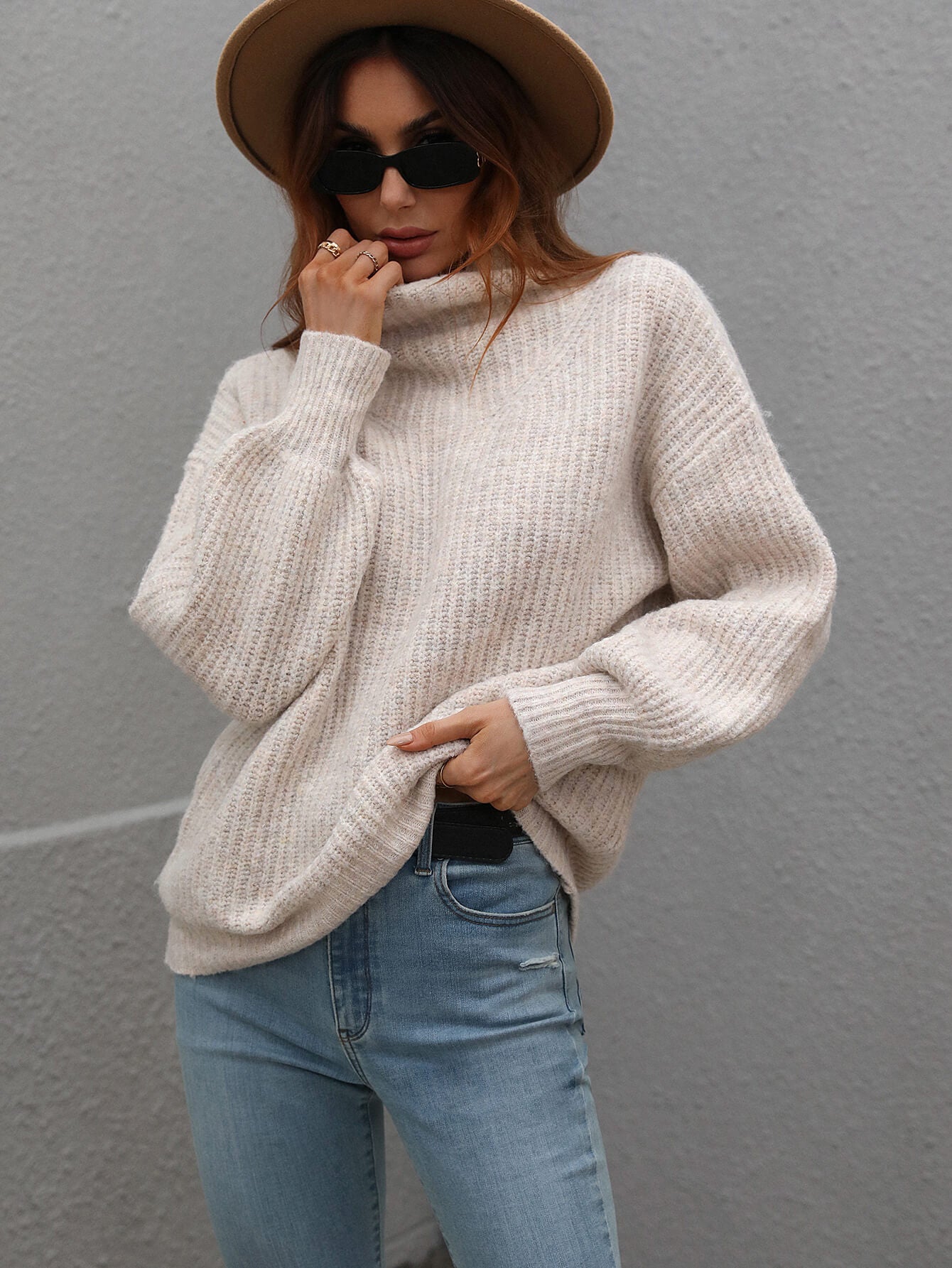 Shannon High Neck Balloon Sleeve Sweater