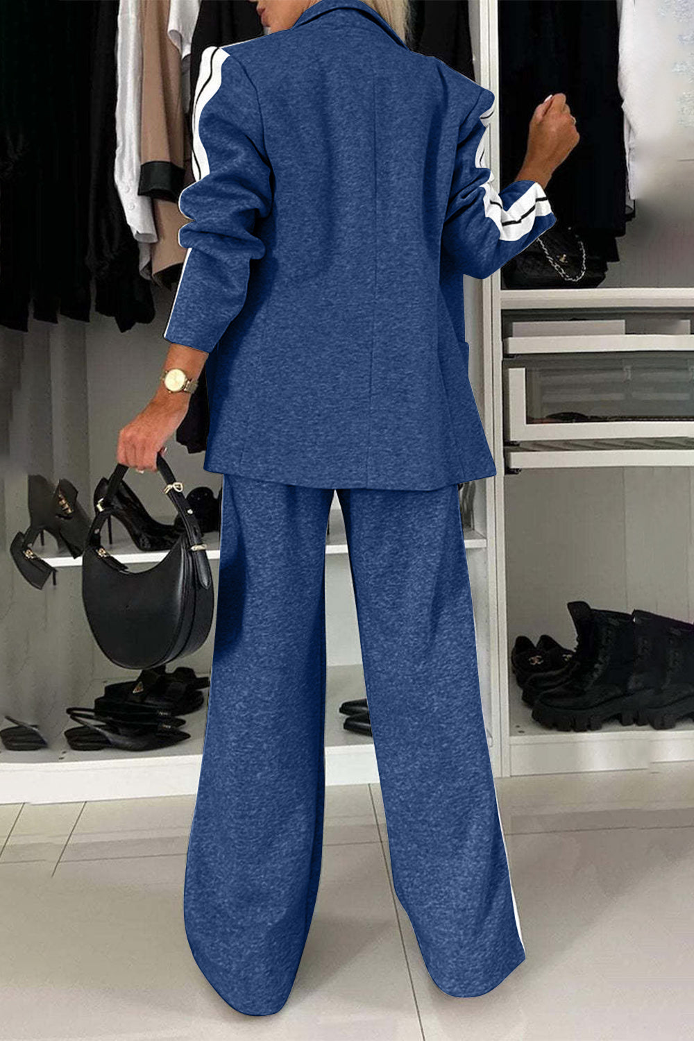 Loretta Lapel Collar Top and Pants Set