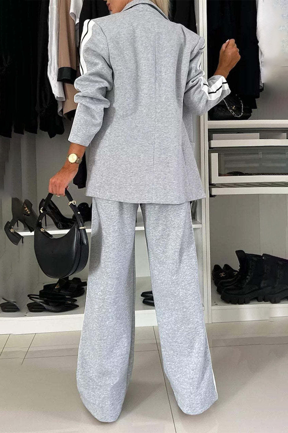 Loretta Lapel Collar Top and Pants Set