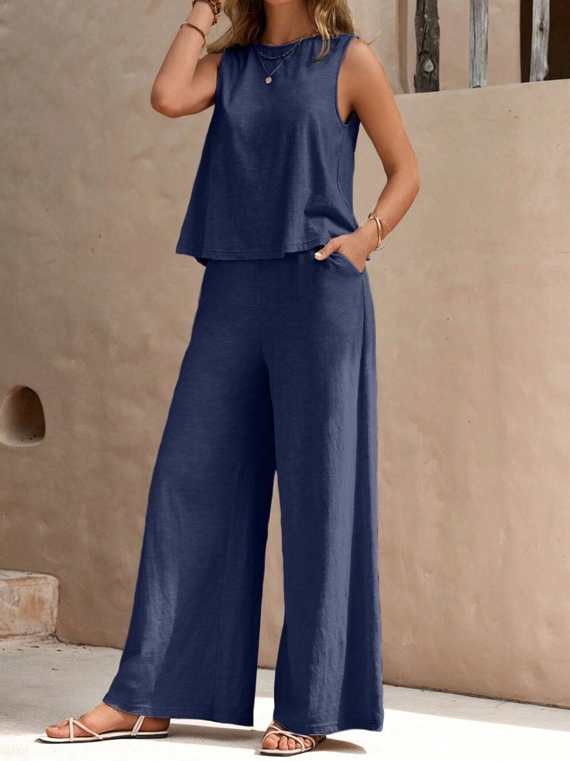 Delphina Top and Wide Leg Pants Set