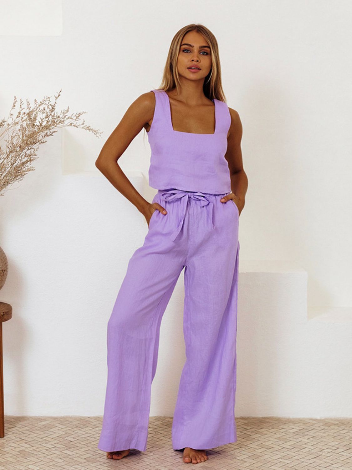 Aubree Two-Piece Tie Waste Pants Set