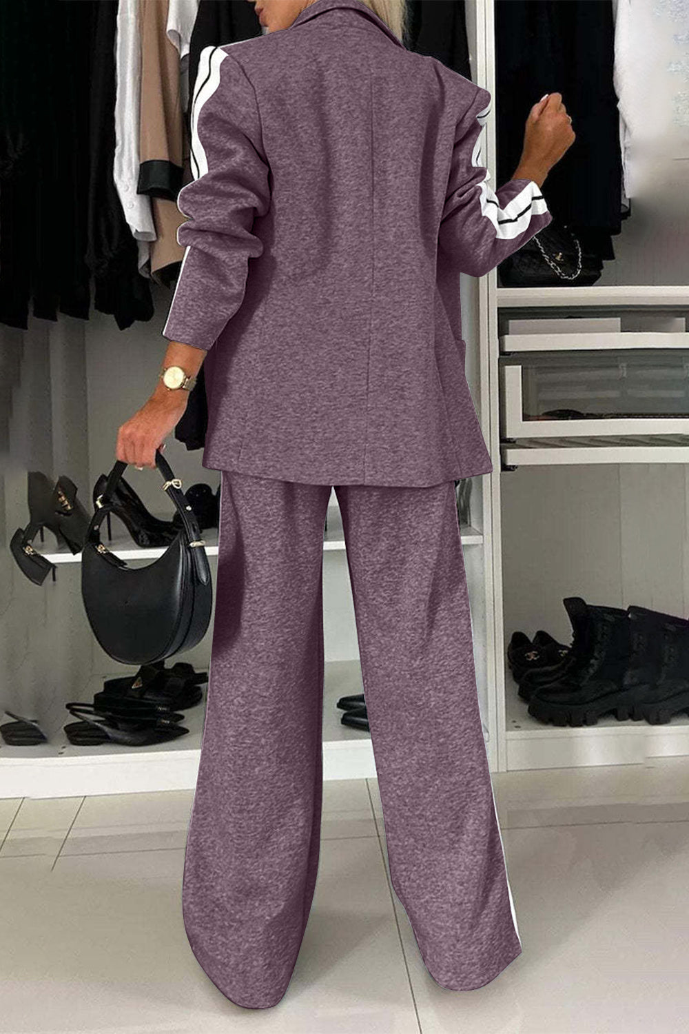 Loretta Lapel Collar Top and Pants Set