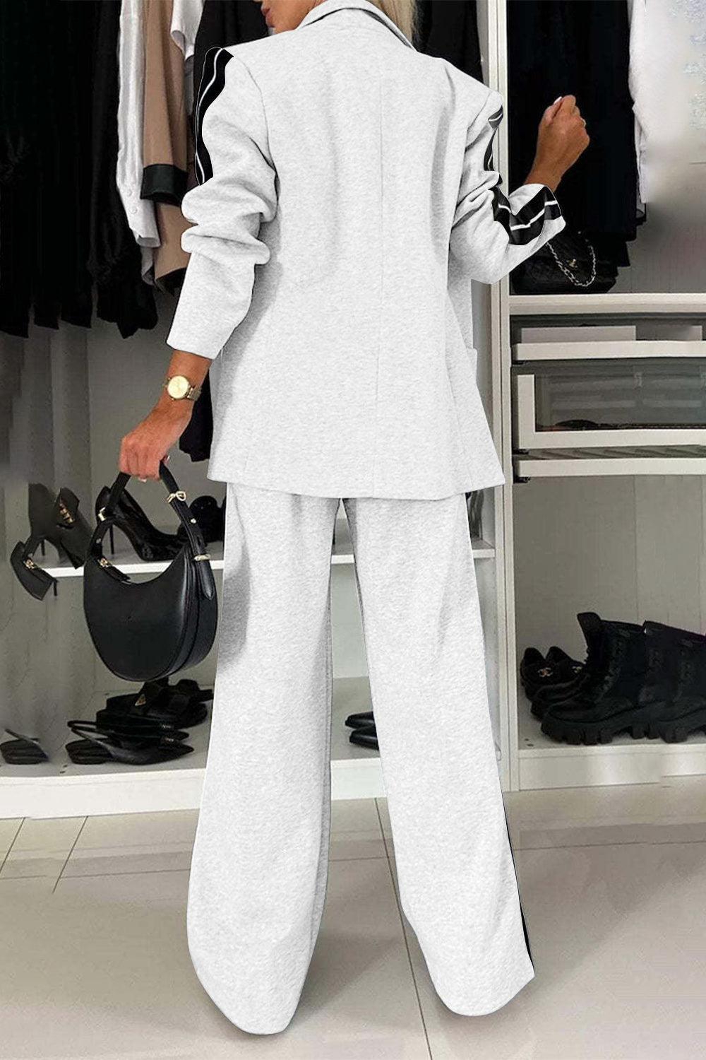 Loretta Lapel Collar Top and Pants Set