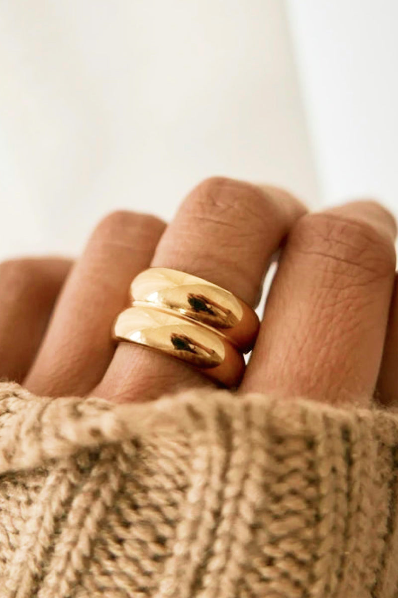 Cienna Gold Double Ridge Ring