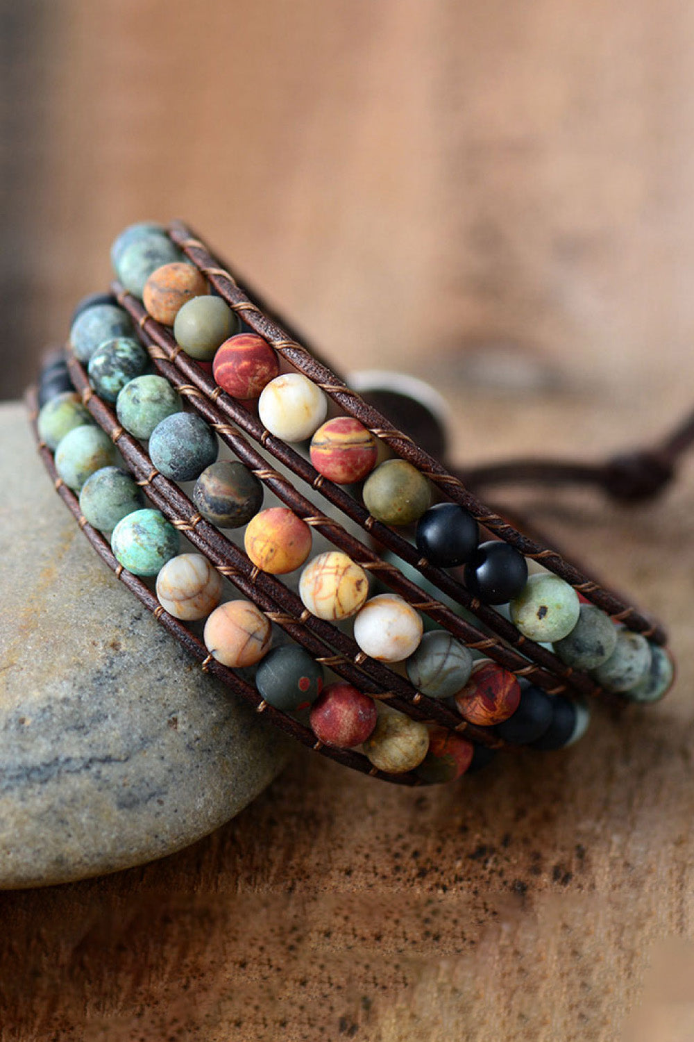 Hanalei Triple Layer Beaded Agate Bracelet