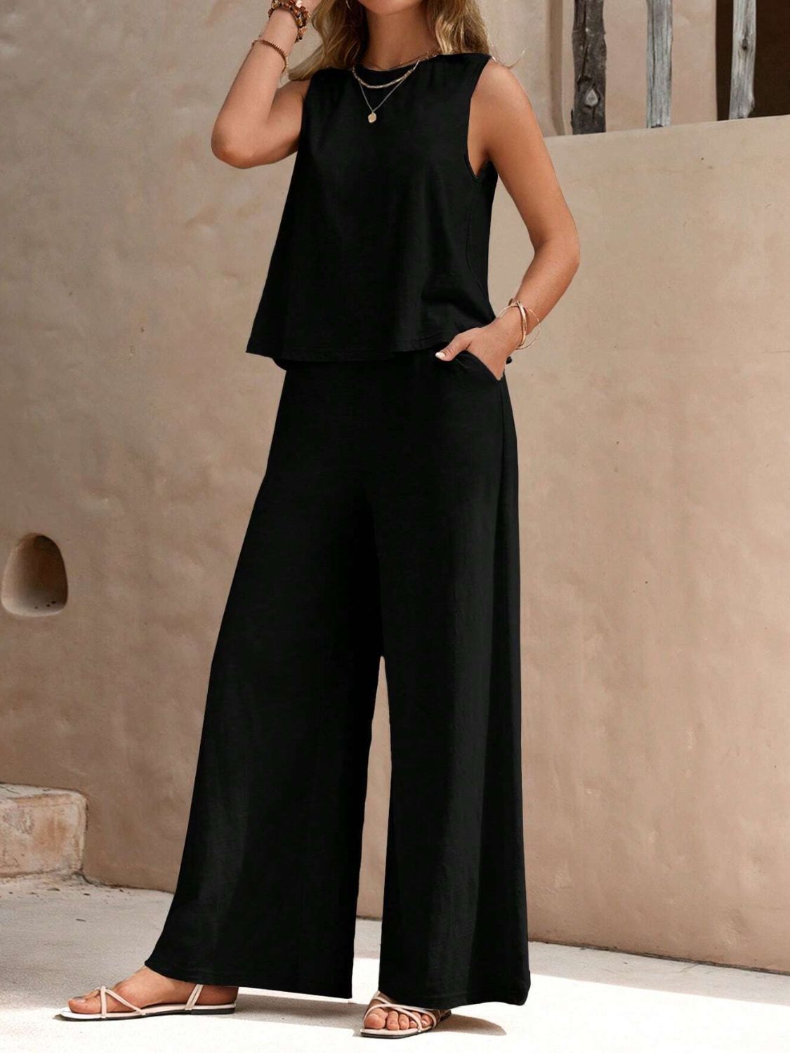 Delphina Top and Wide Leg Pants Set