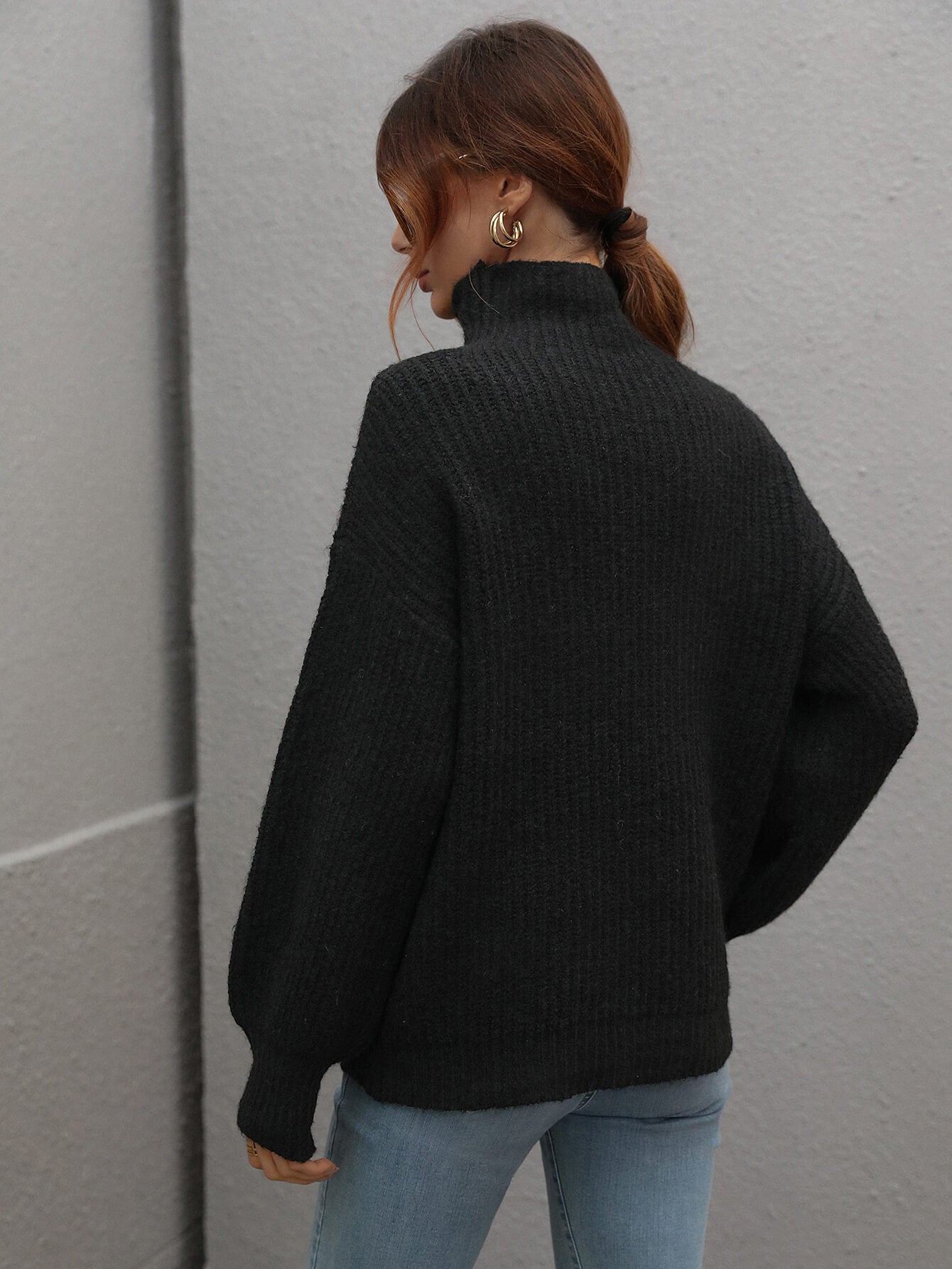 Shannon High Neck Balloon Sleeve Sweater