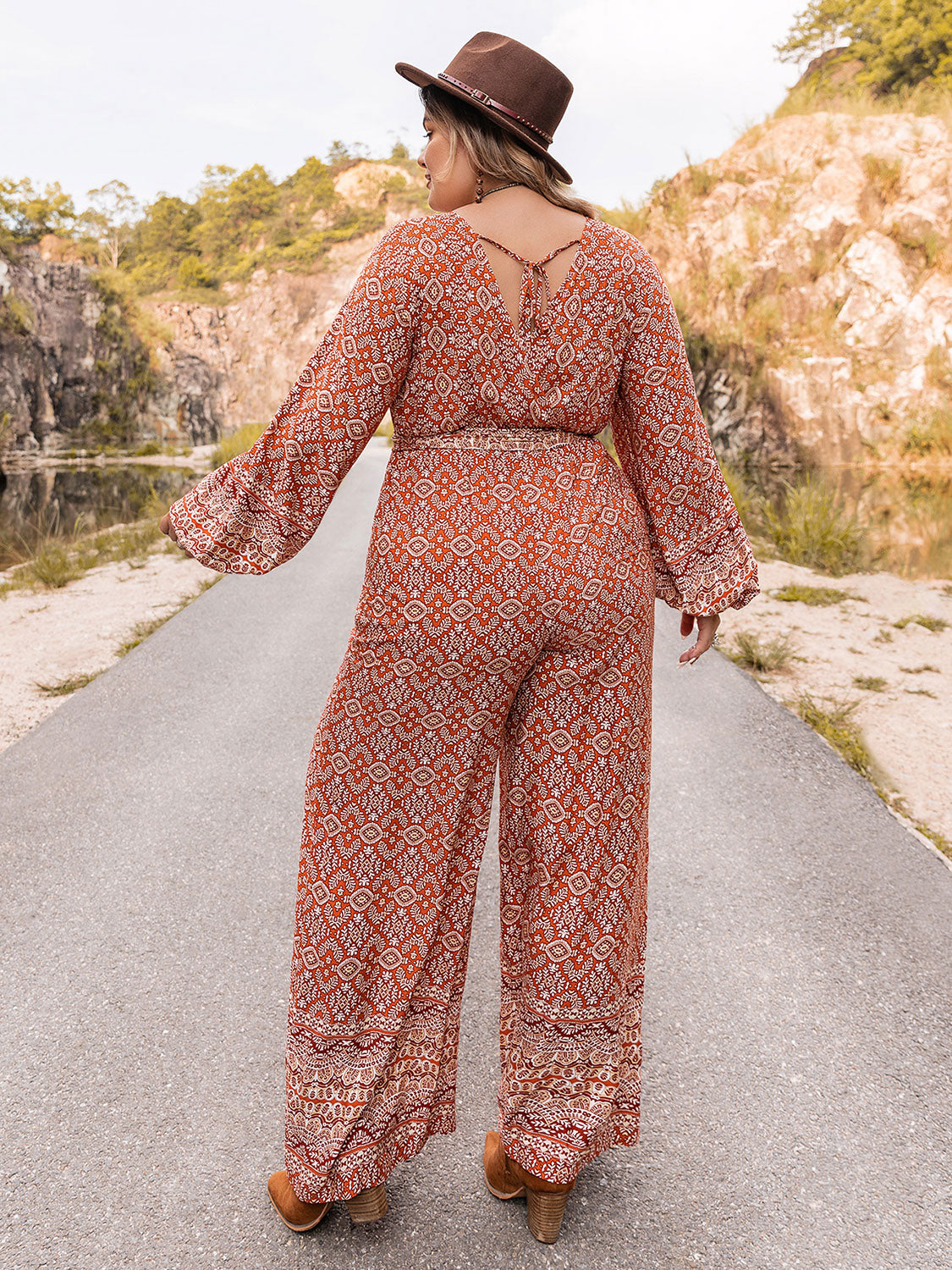 Jewels V-Neck Balloon Sleeve Jumpsuit