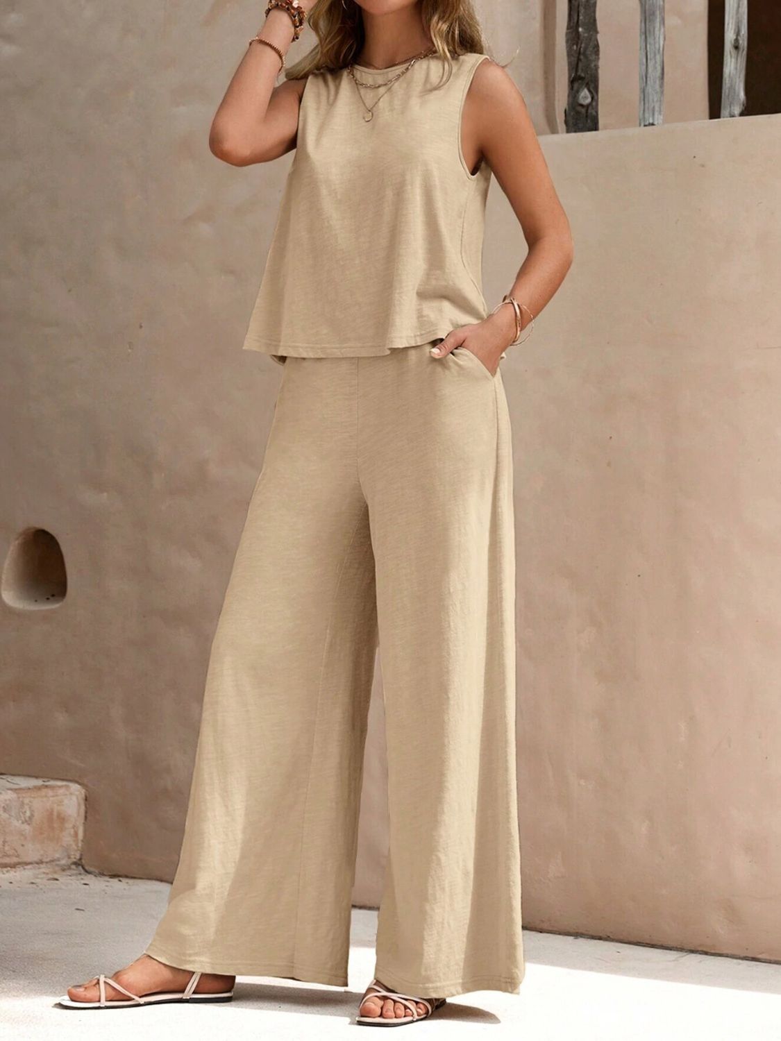 Delphina Top and Wide Leg Pants Set