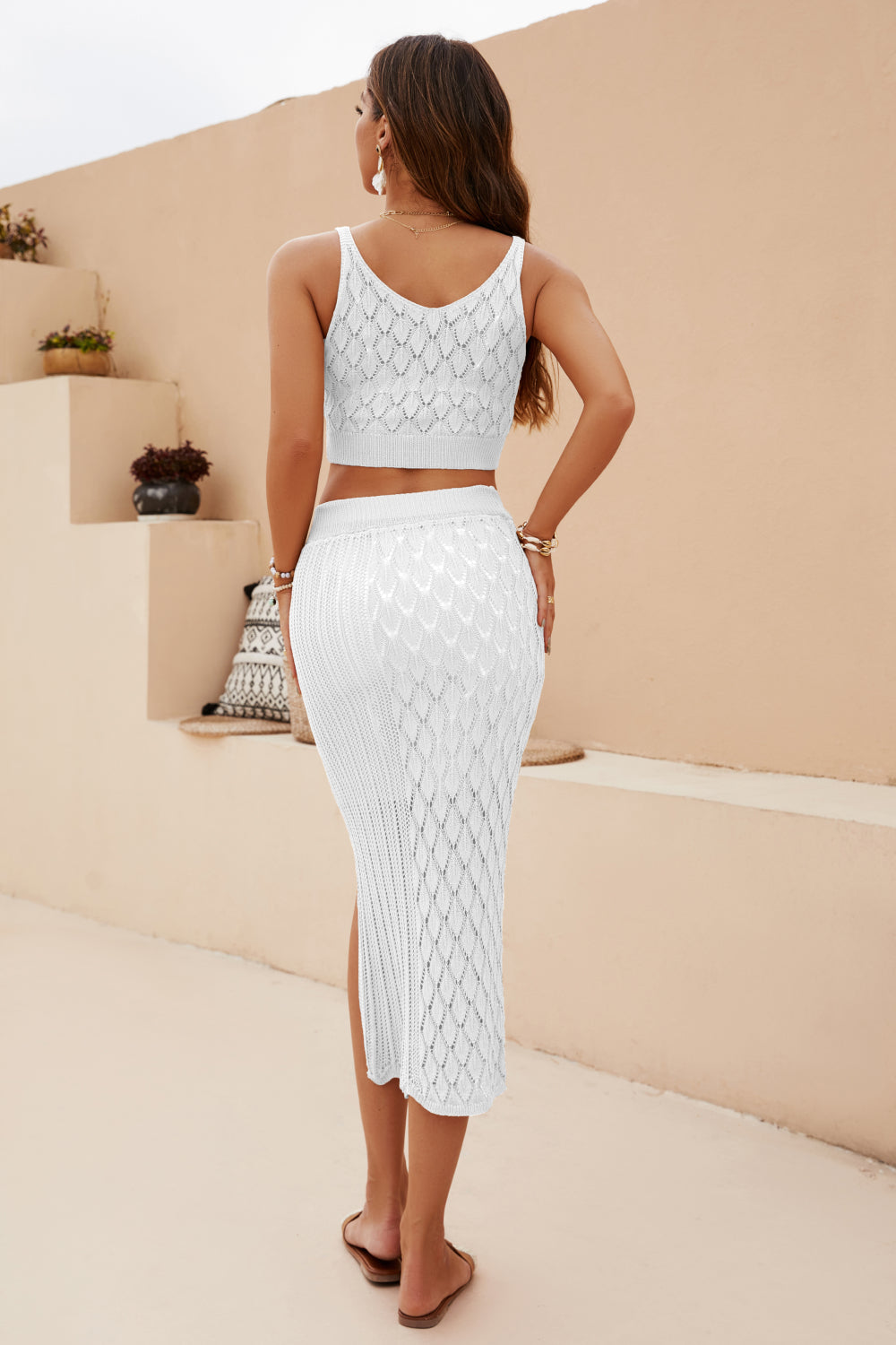 La Quinta Cropped Tank and Split Skirt Set