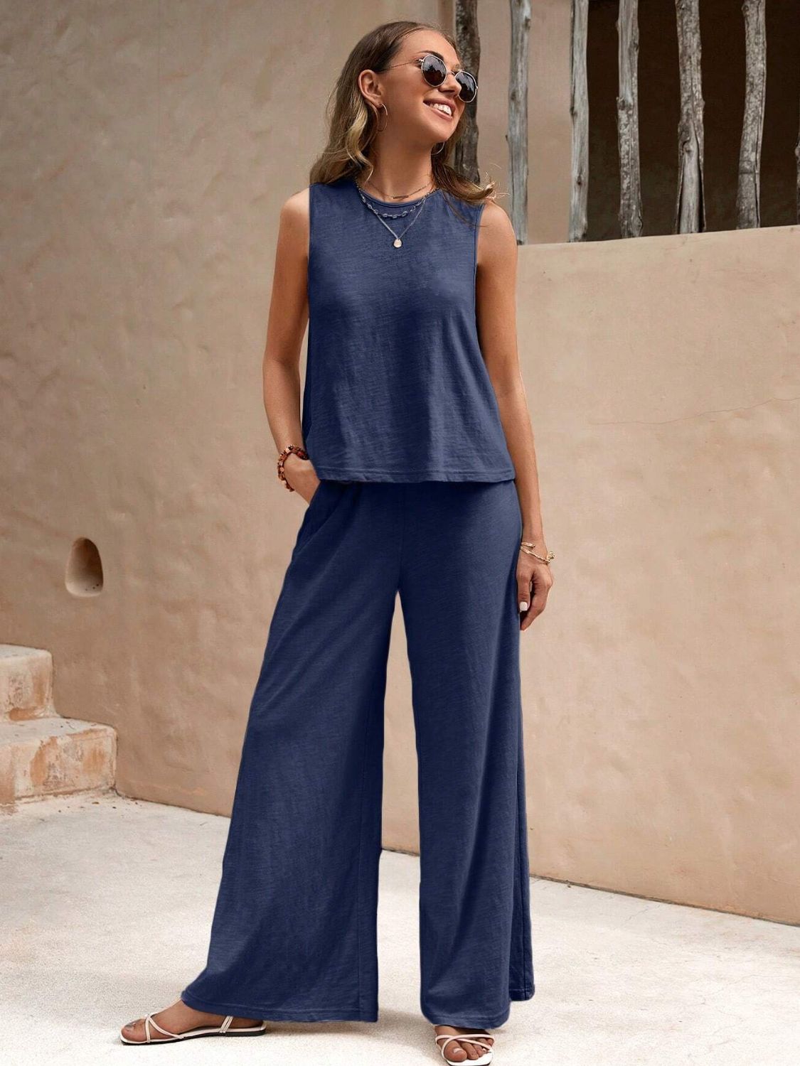 Delphina Top and Wide Leg Pants Set