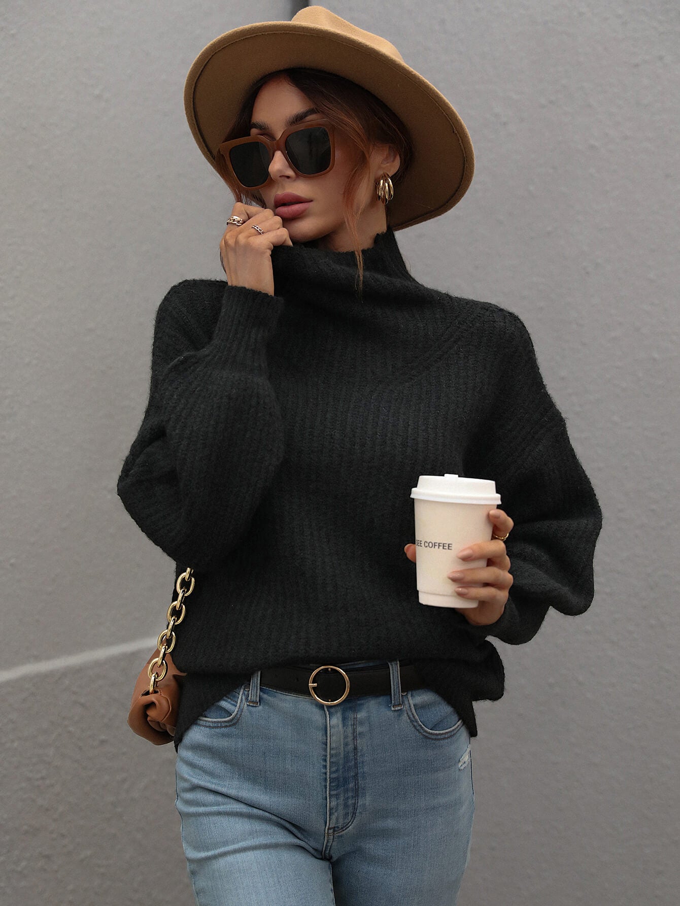 Shannon High Neck Balloon Sleeve Sweater