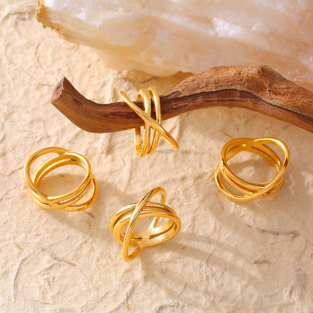 Cristina Gold-Plated Crisscross Ring