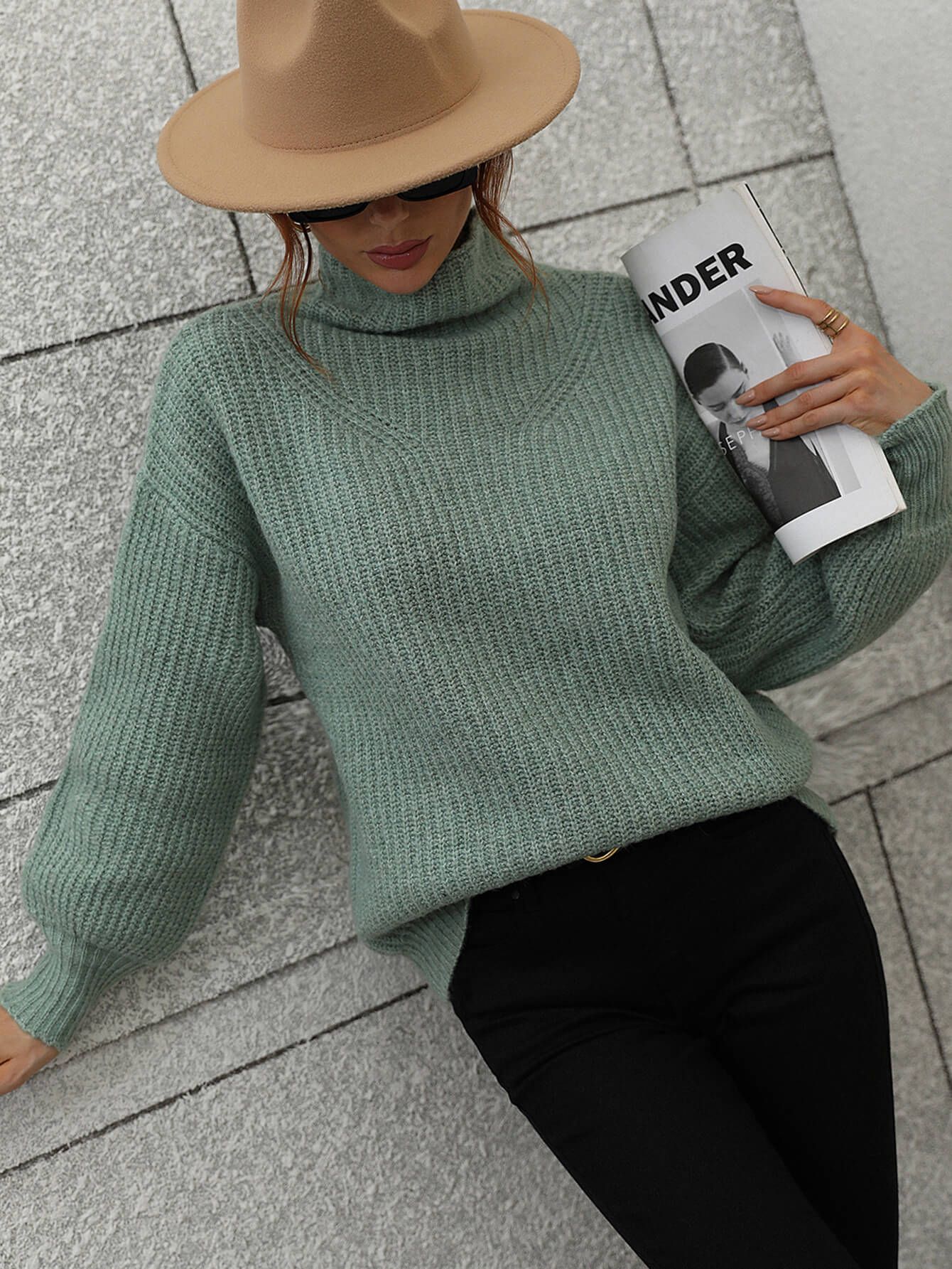 Shannon High Neck Balloon Sleeve Sweater