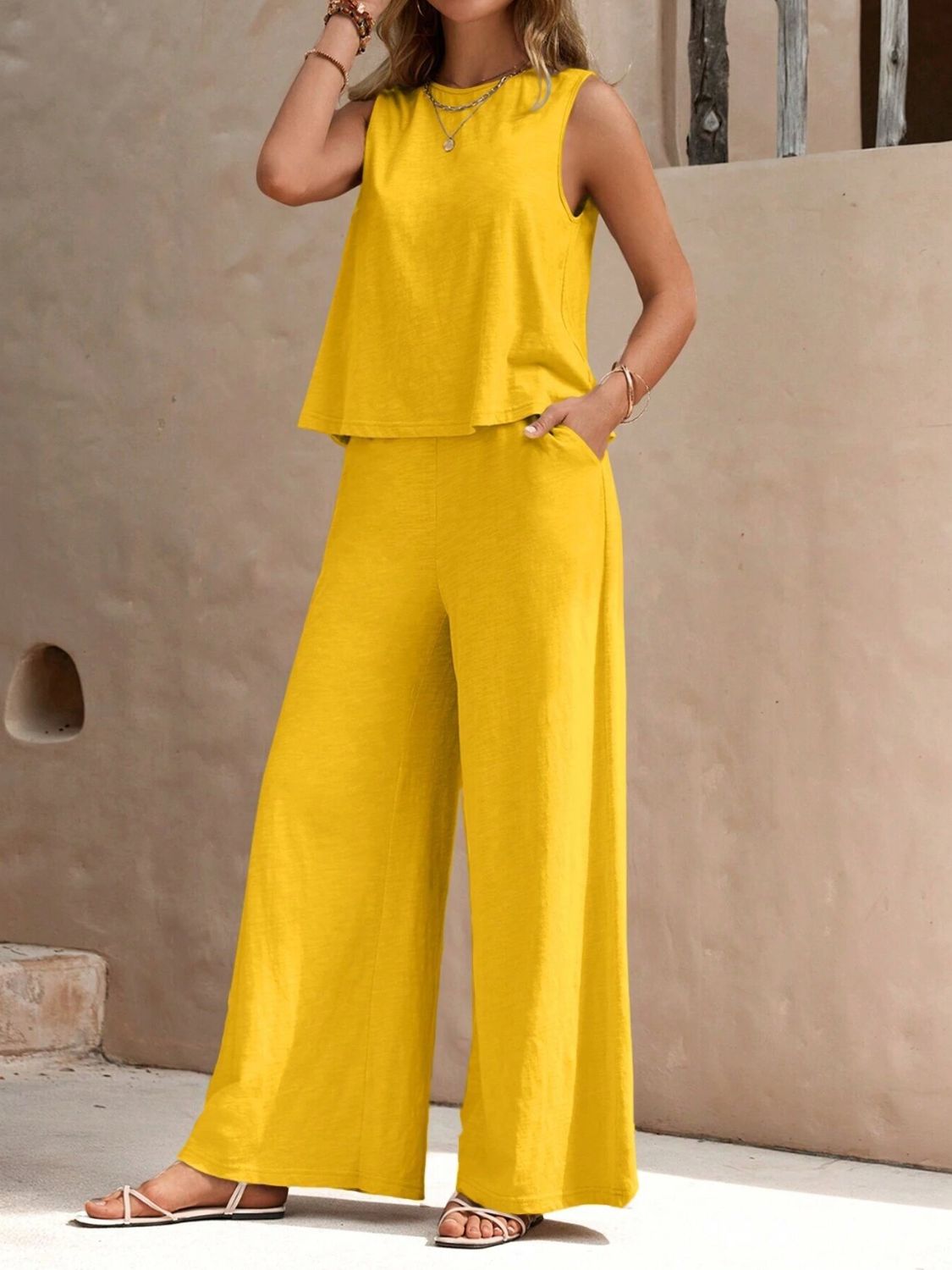 Delphina Top and Wide Leg Pants Set
