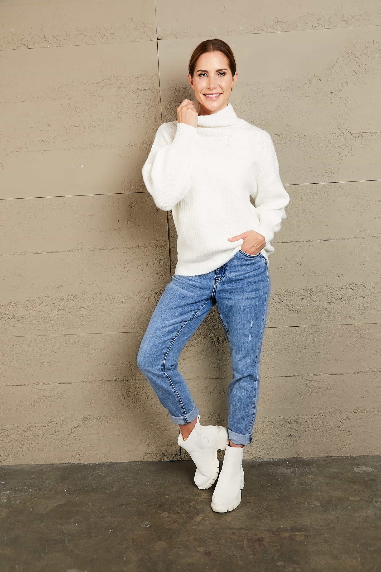 Shannon High Neck Balloon Sleeve Sweater