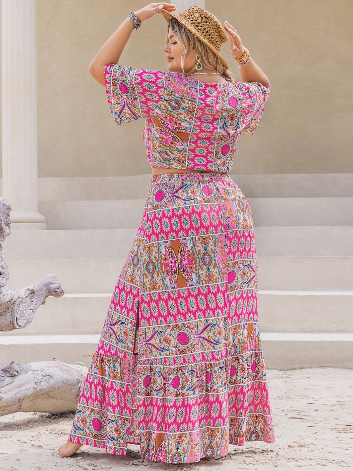 Bohemian Rhapsody V-Neck Top and Skirt Set